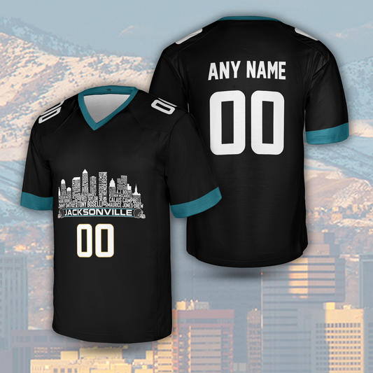 Jacksonville Jersey Custom Football Greatest Of All Time Team Legends Jacksonville City Skyline Jersey Shirt Personalized Embroidery Name Number