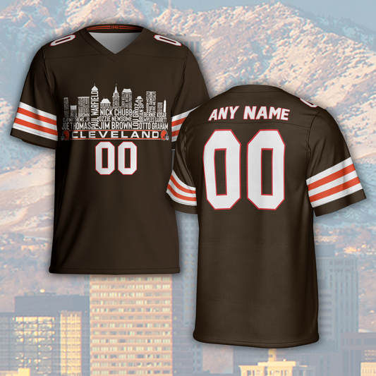 Cleveland Jersey Custom Football Greatest Of All Time Team Legends Cleveland City Skyline Jersey Shirt Personalized Embroidery Name Number