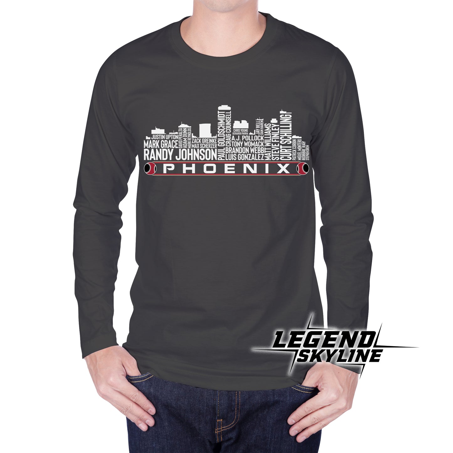 Arizona Baseball Greatest Of All Time Team Legend Phoenix City Skyline Shirts
