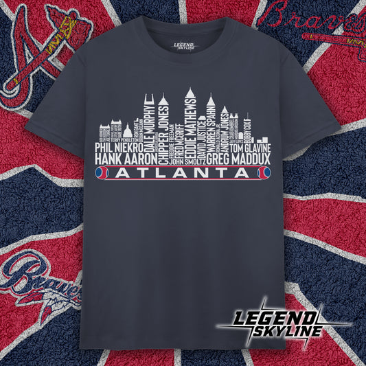 Atlanta Baseball Greatest Of All Time Team Legend Atlanta City Skyline Shirts