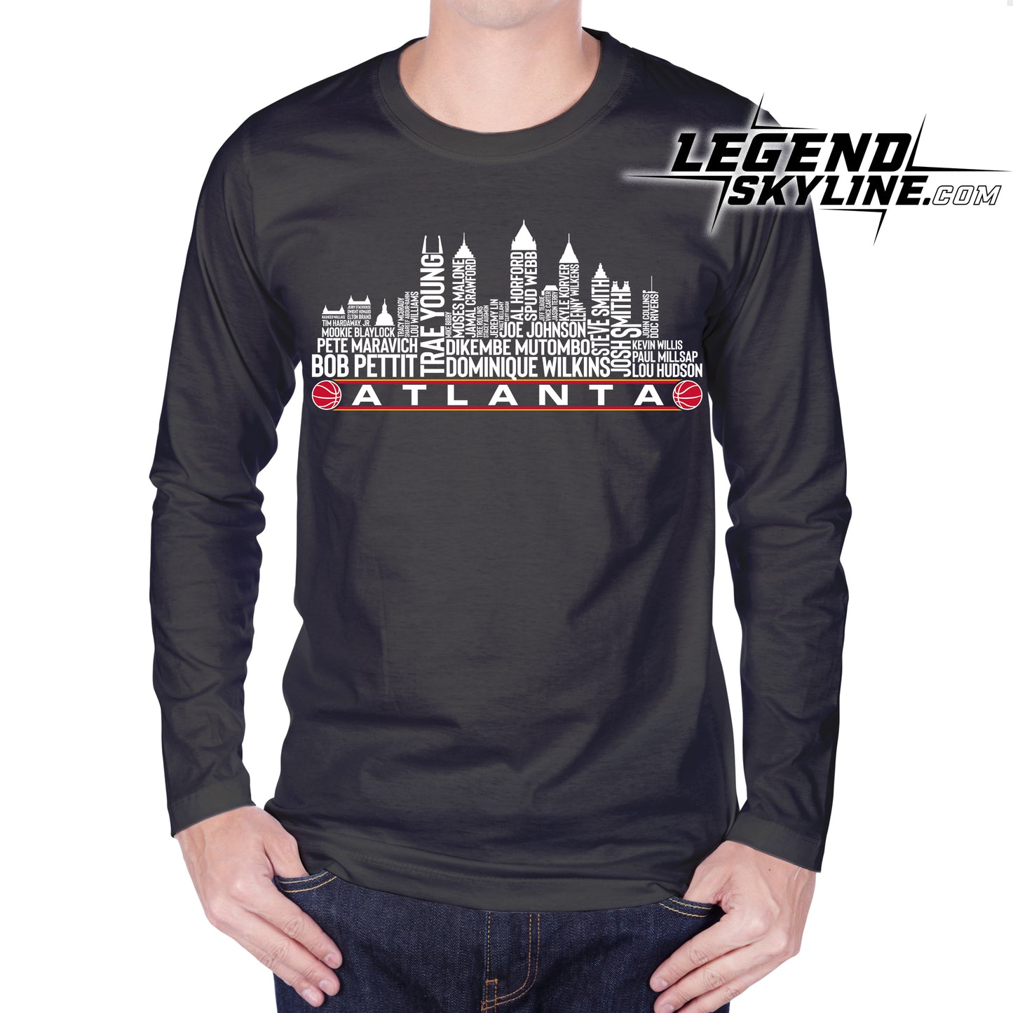 Atlanta Basketball Greatest Of All Time Team Legend Atlanta City Skyline Shirt