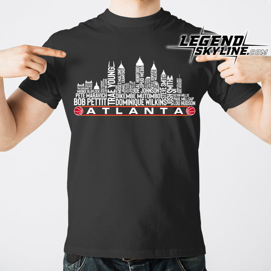 Atlanta Basketball Greatest Of All Time Team Legend Atlanta City Skyline Shirt