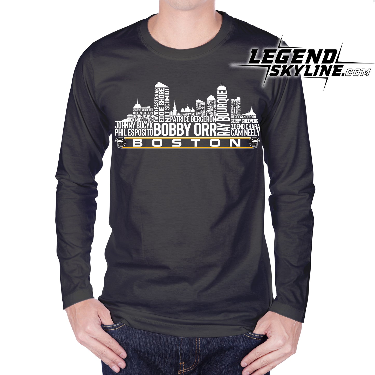Boston Hockey Team Greatest Of All Time Team Legend Boston City Skyline Shirt