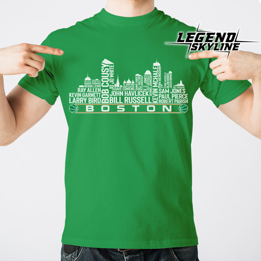 Boston Basketball Greatest Of All Time Team Legend Boston City Skyline Shirt