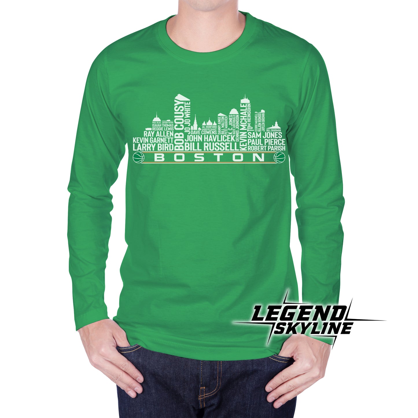 Boston Basketball Greatest Of All Time Team Legend Boston City Skyline Shirt