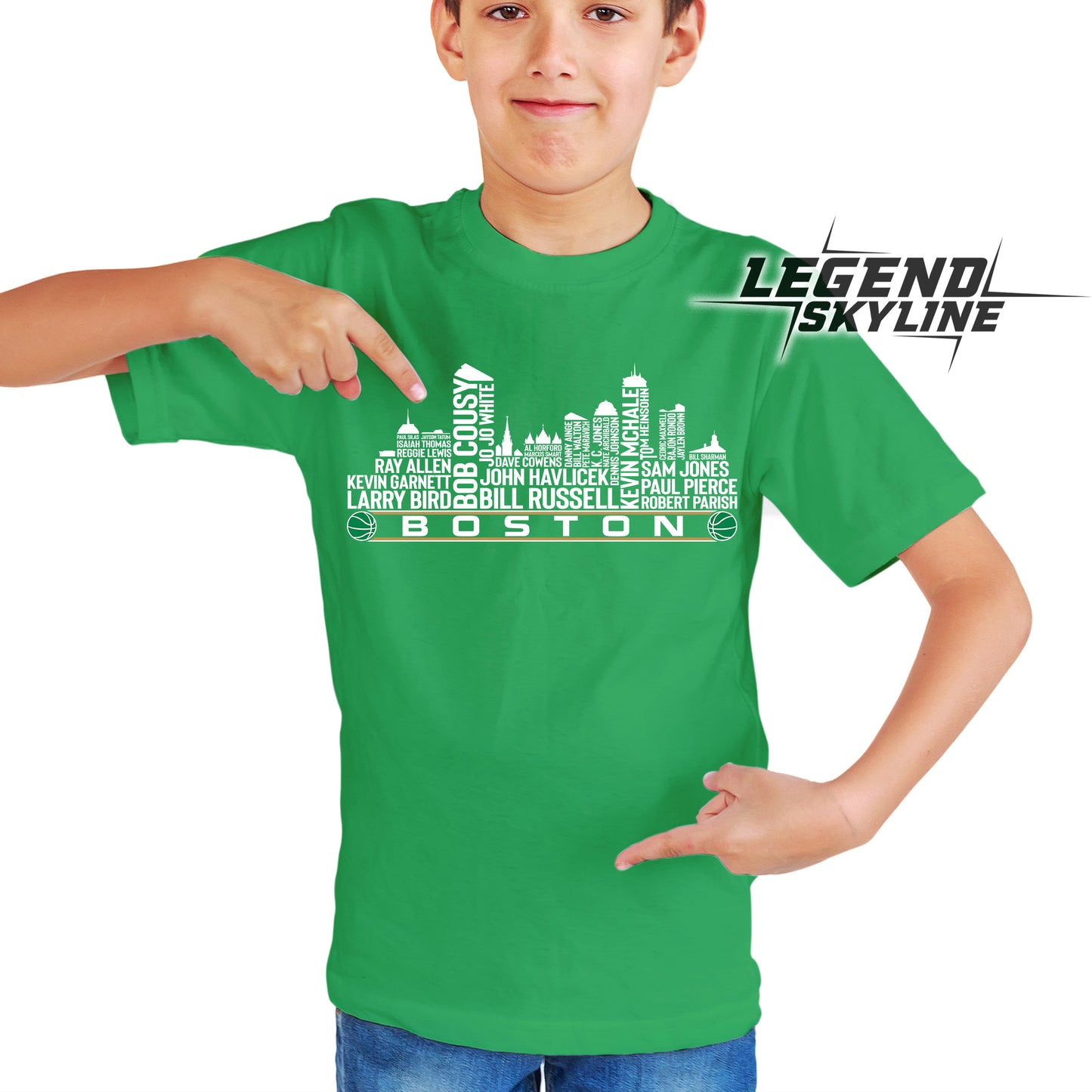 Boston Basketball Greatest Of All Time Team Legend Boston City Skyline Shirt