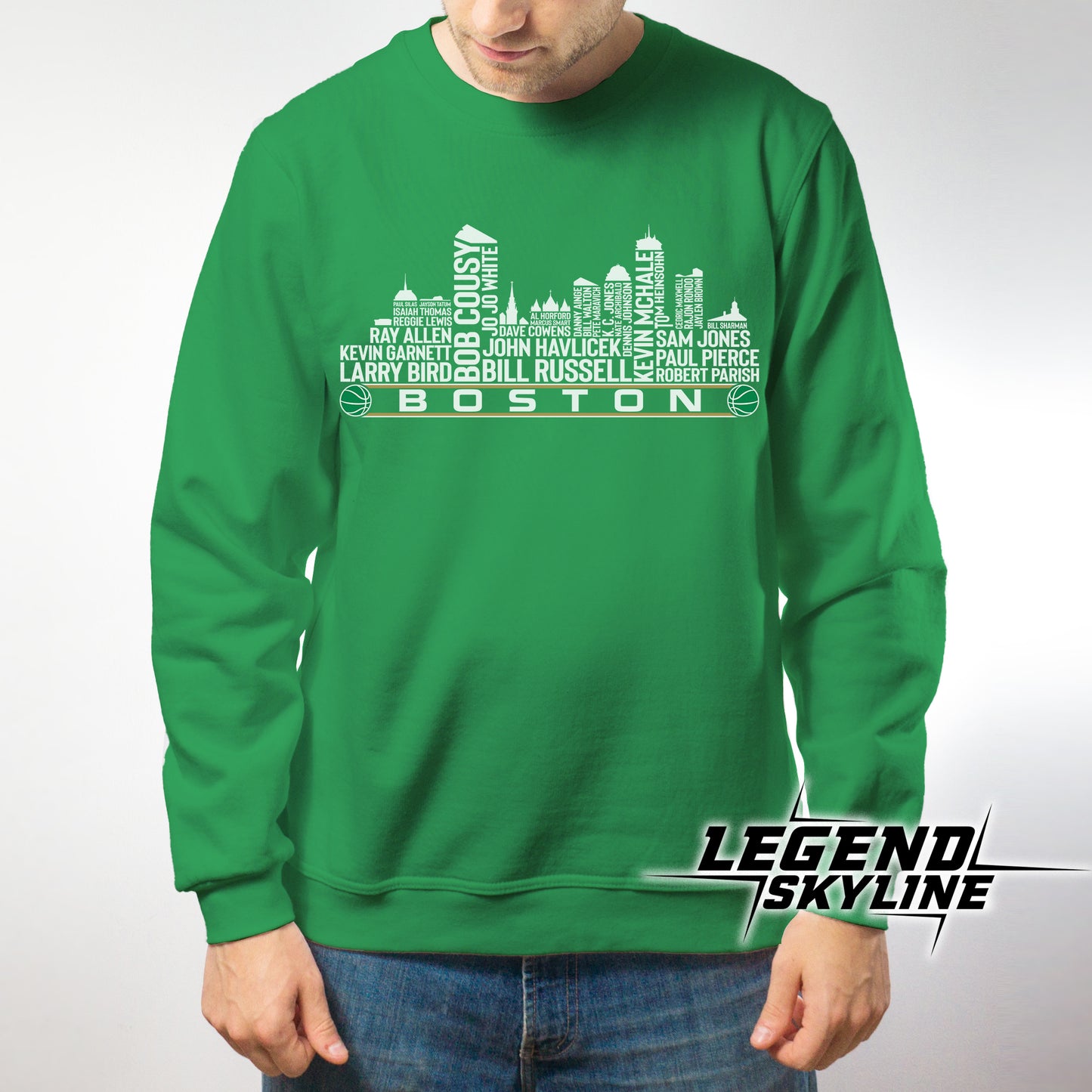Boston Basketball Greatest Of All Time Team Legend Boston City Skyline Shirt