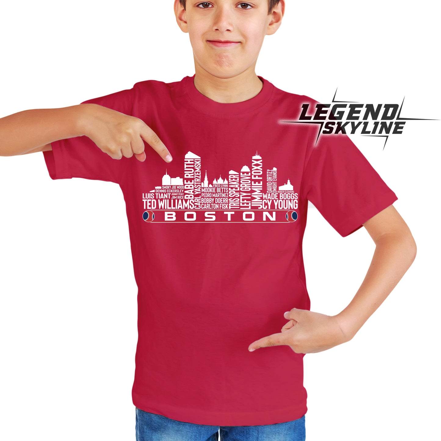 Boston Baseball Greatest Of All Time Team Legend Boston City Skyline Shirts