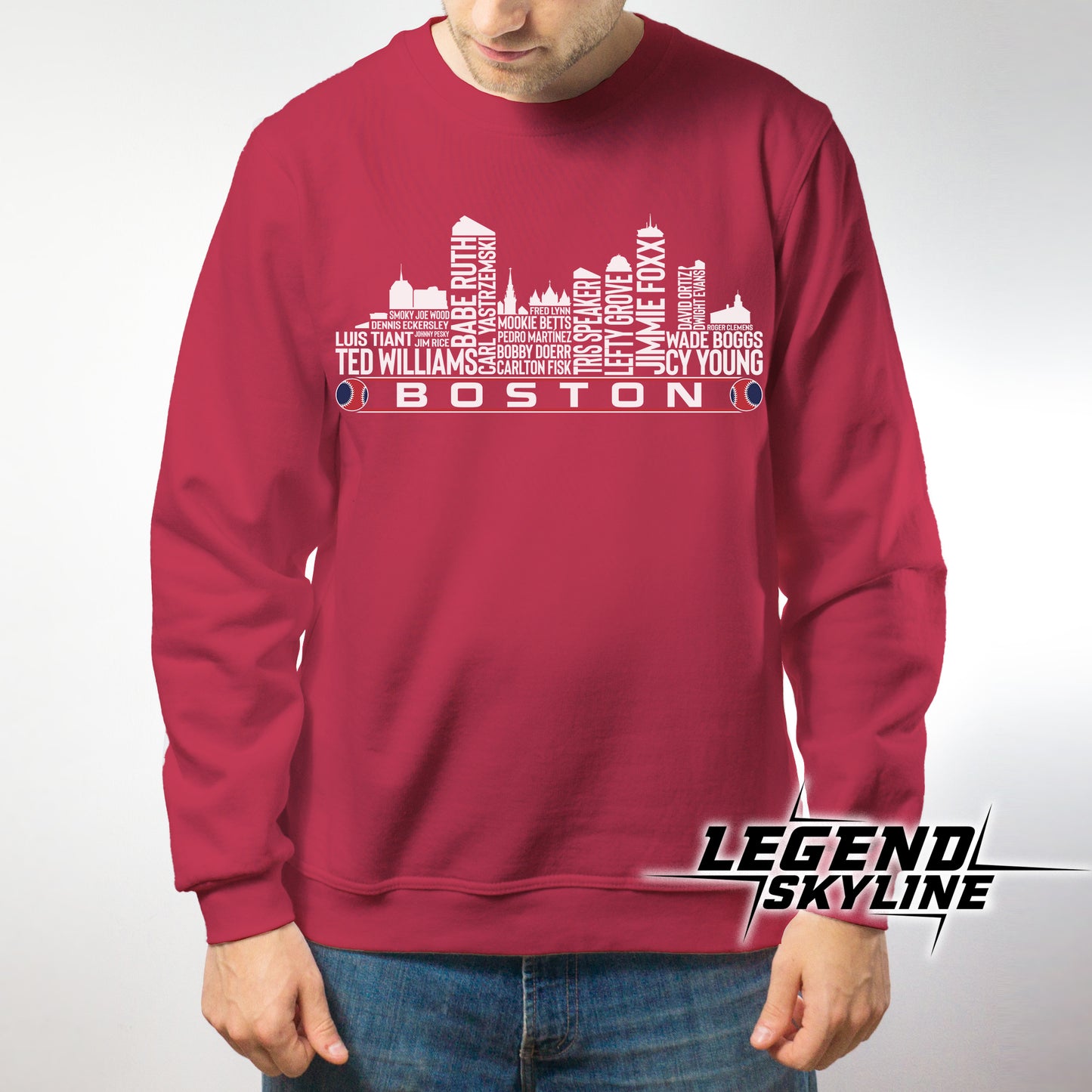 Boston Baseball Greatest Of All Time Team Legend Boston City Skyline Shirts