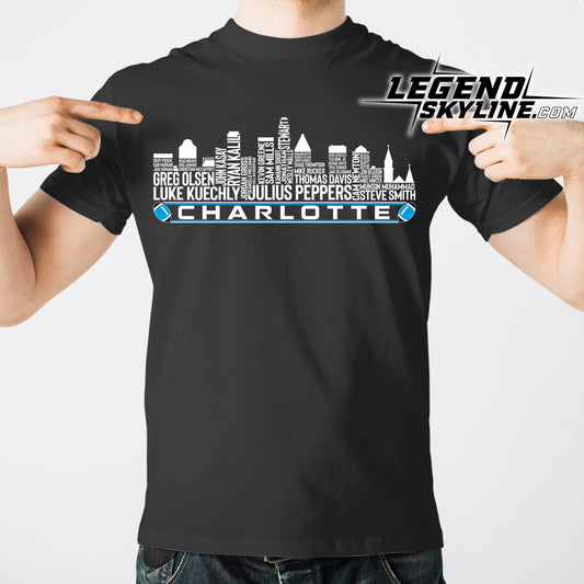 Carolina Football Greatest Of All Time Team Legend Charlotte City Skyline Shirt