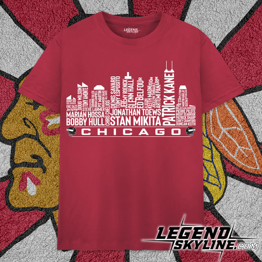 Chicago Hockey Greatest Of All Time Team Legend Chicago City Skyline Shirt