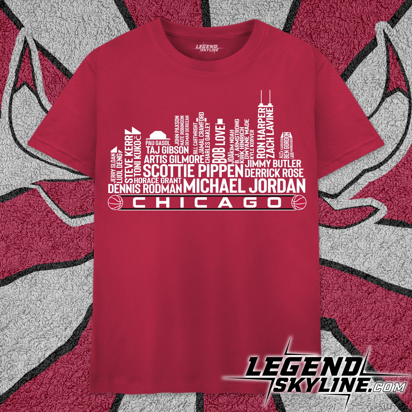 Chicago Basketball Greatest Of All Time Team Legends Chicago City Skyline Shirt
