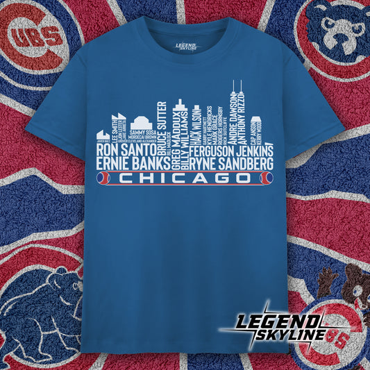 Chicago Baseball Greatest Of All Time Team Legend Chicago City Skyline Shirts