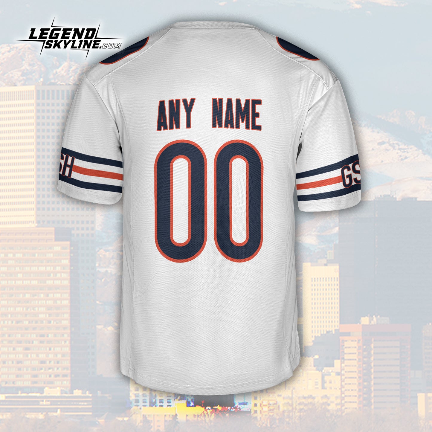 Chicago Jersey Custom Football Greatest Of All Time Team Legends Chicago City Skyline Jersey Shirt, Personalized Embroidery Name Number