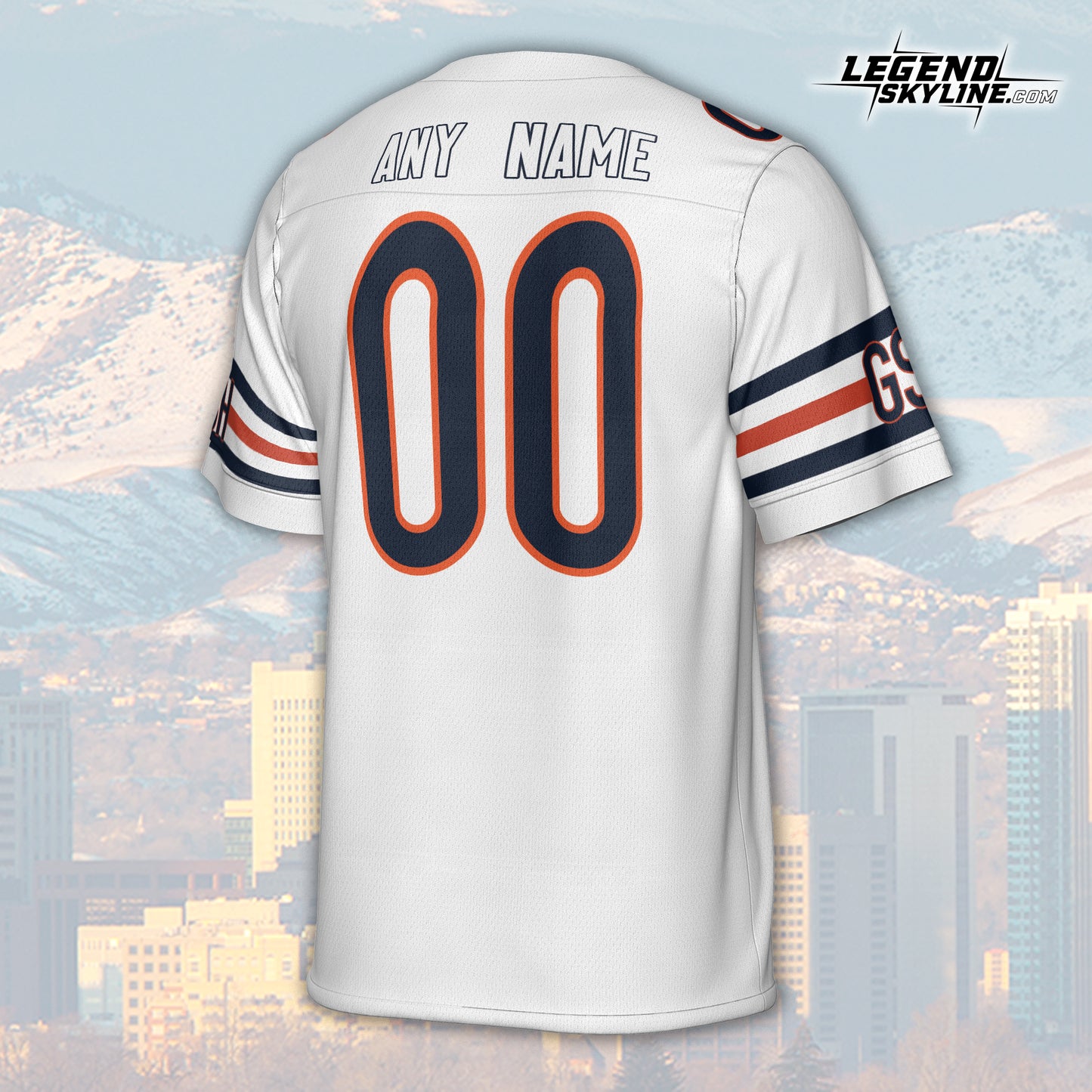 Chicago Jersey Custom Football Greatest Of All Time Team Legends Chicago City Skyline Jersey Shirt, Personalized Embroidery Name Number