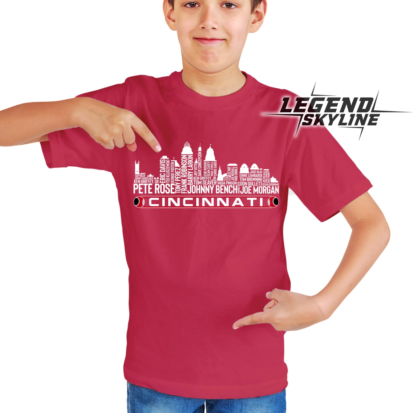 Cincinnati Baseball Greatest Of All Time Team Legend Cincinnati City Skyline Shirts
