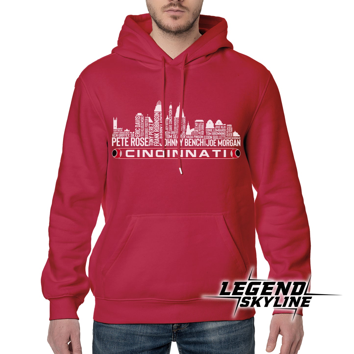 Cincinnati Baseball Greatest Of All Time Team Legend Cincinnati City Skyline Shirts