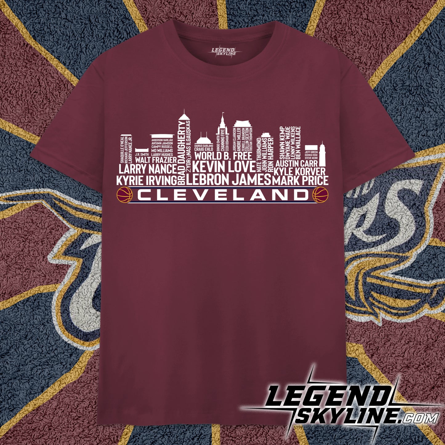 Cleveland Basketball Greatest Of All Time Team Legends Cleveland City Skyline Shirt