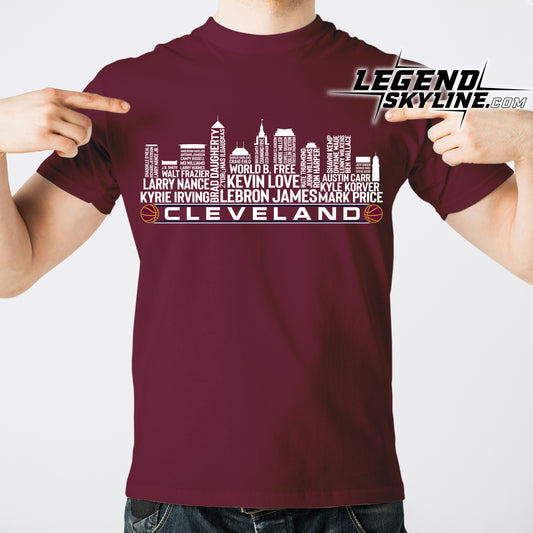 Cleveland Basketball Greatest Of All Time Team Legends Cleveland City Skyline Shirt