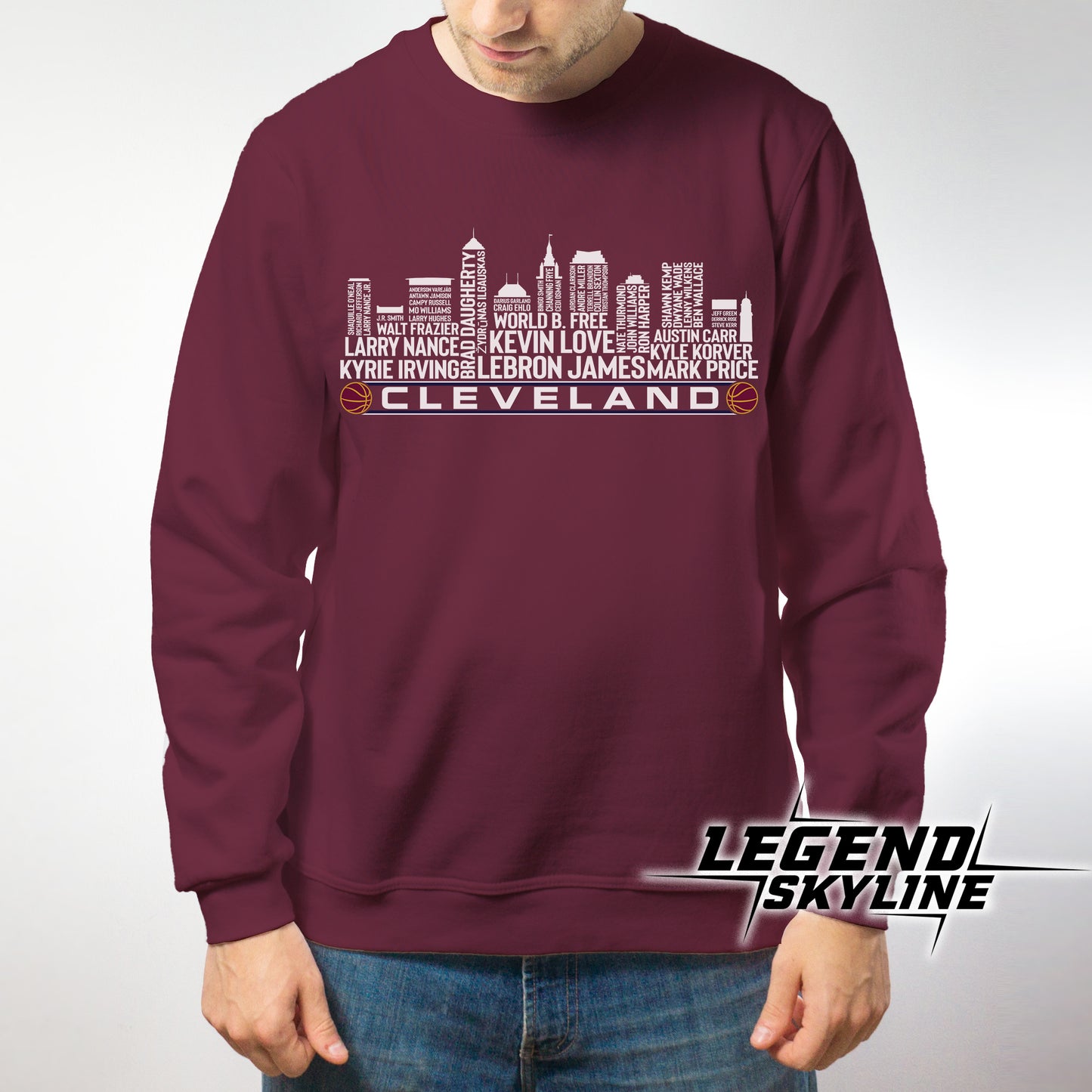 Cleveland Basketball Greatest Of All Time Team Legends Cleveland City Skyline Shirt