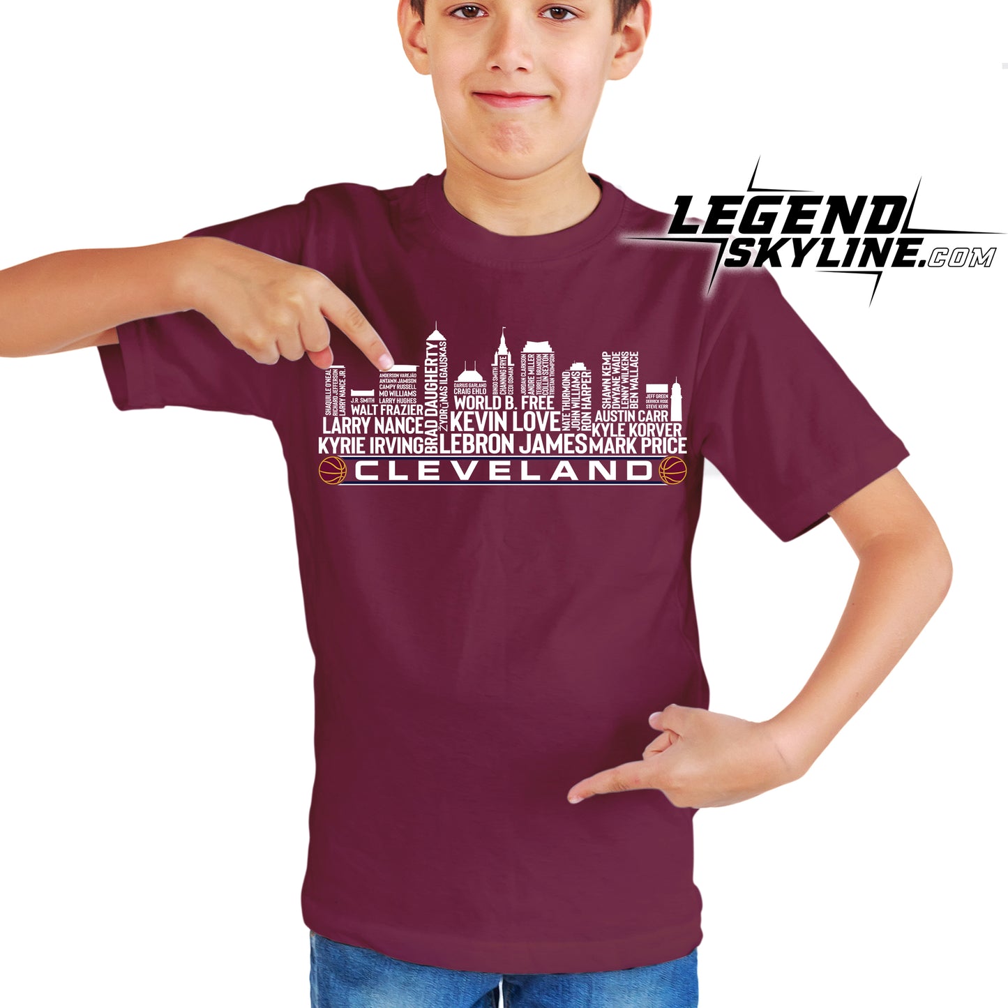Cleveland Basketball Greatest Of All Time Team Legends Cleveland City Skyline Shirt