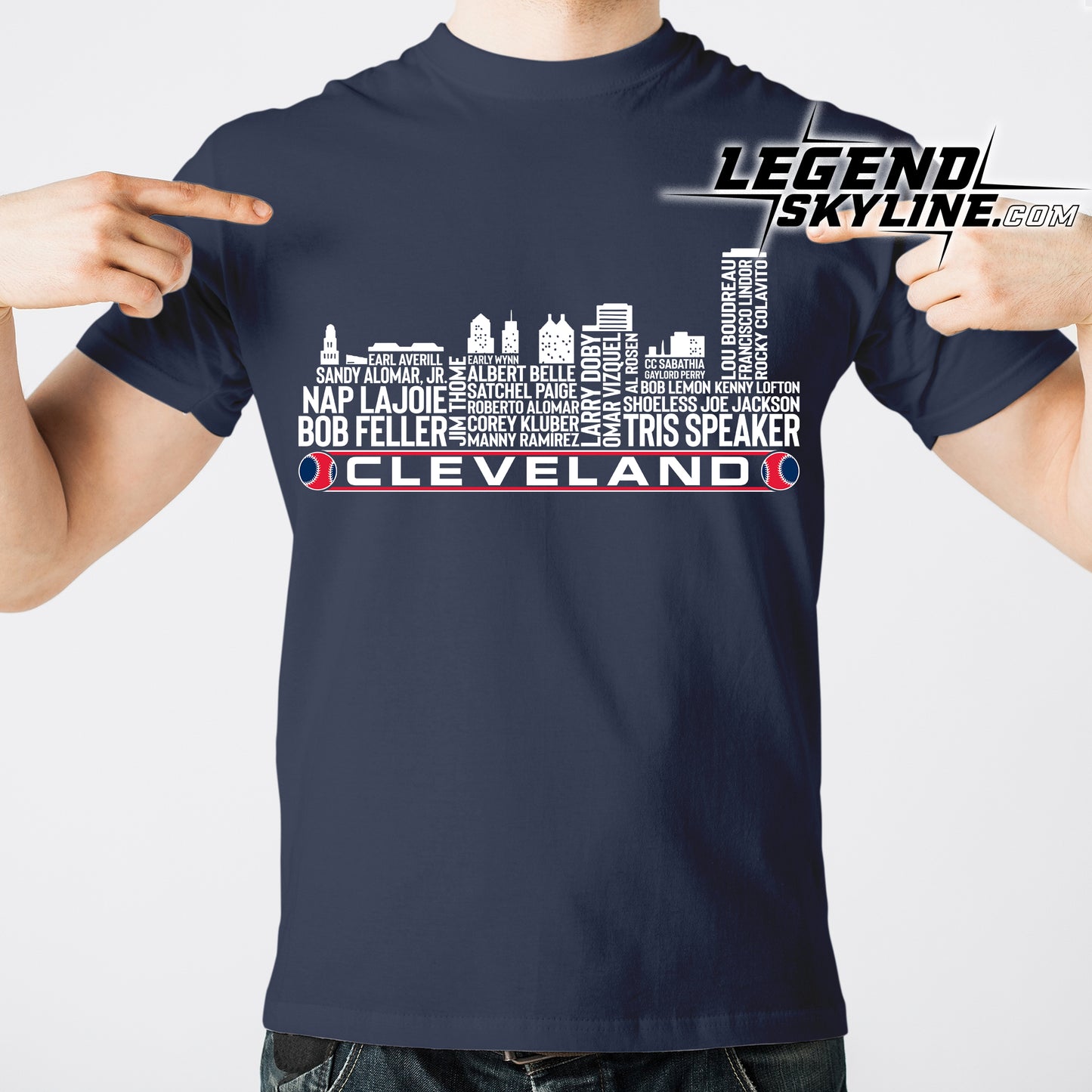 Cleveland Baseball Greatest Of All Time Team Legend Cleveland City Skyline Shirts
