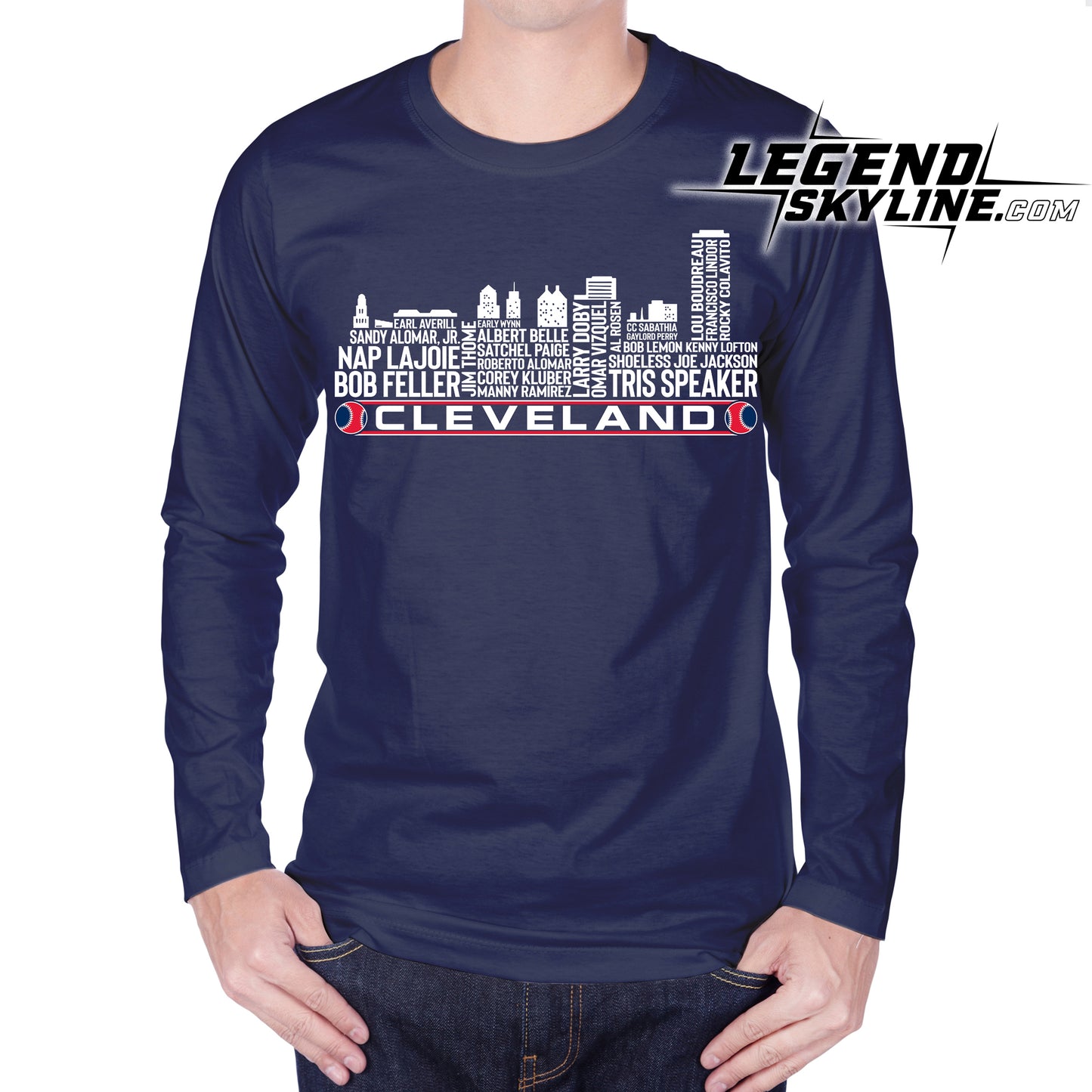 Cleveland Baseball Greatest Of All Time Team Legend Cleveland City Skyline Shirts