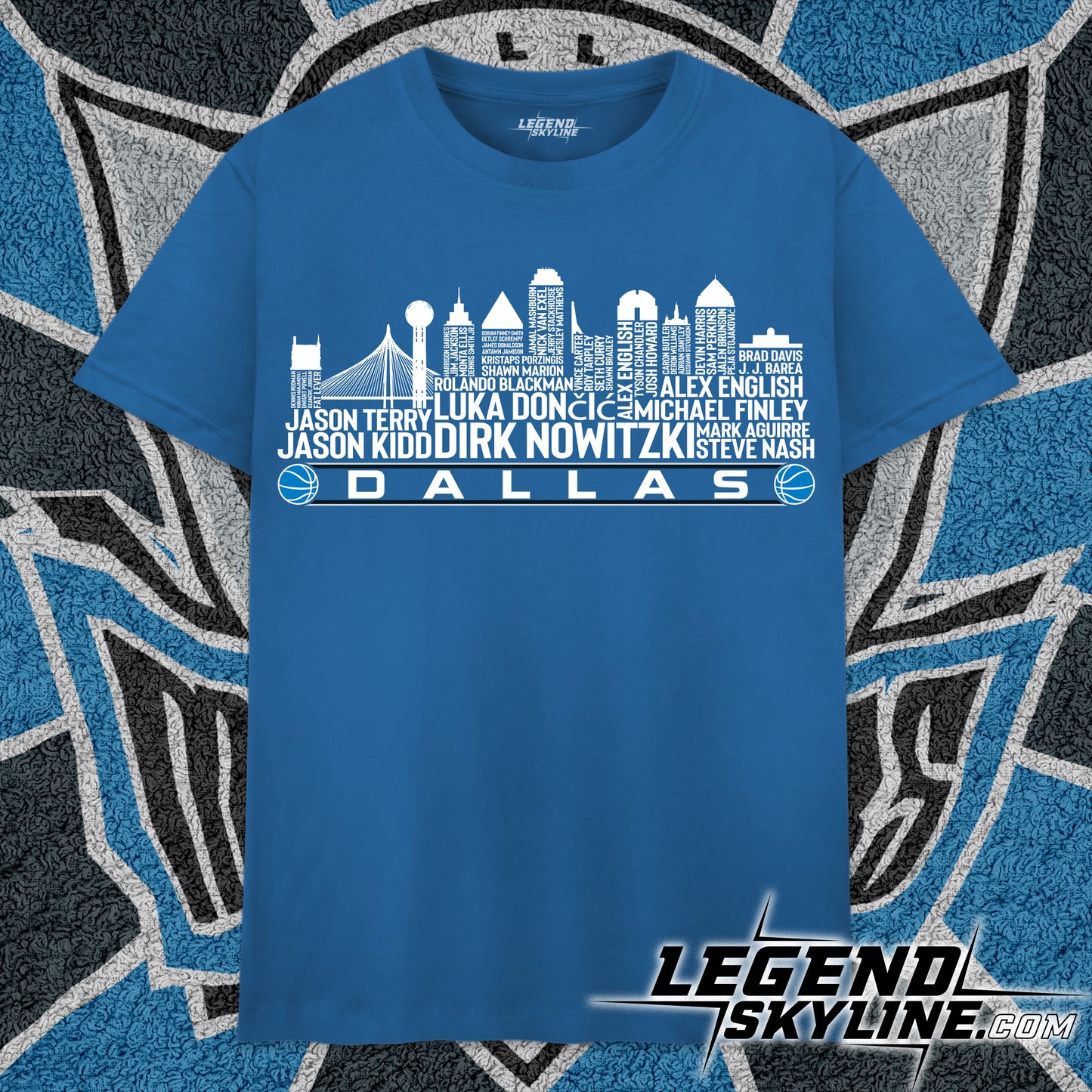 Dallas Basketball Greatest Of All Time Team Legends Dallas City Skyline Shirt