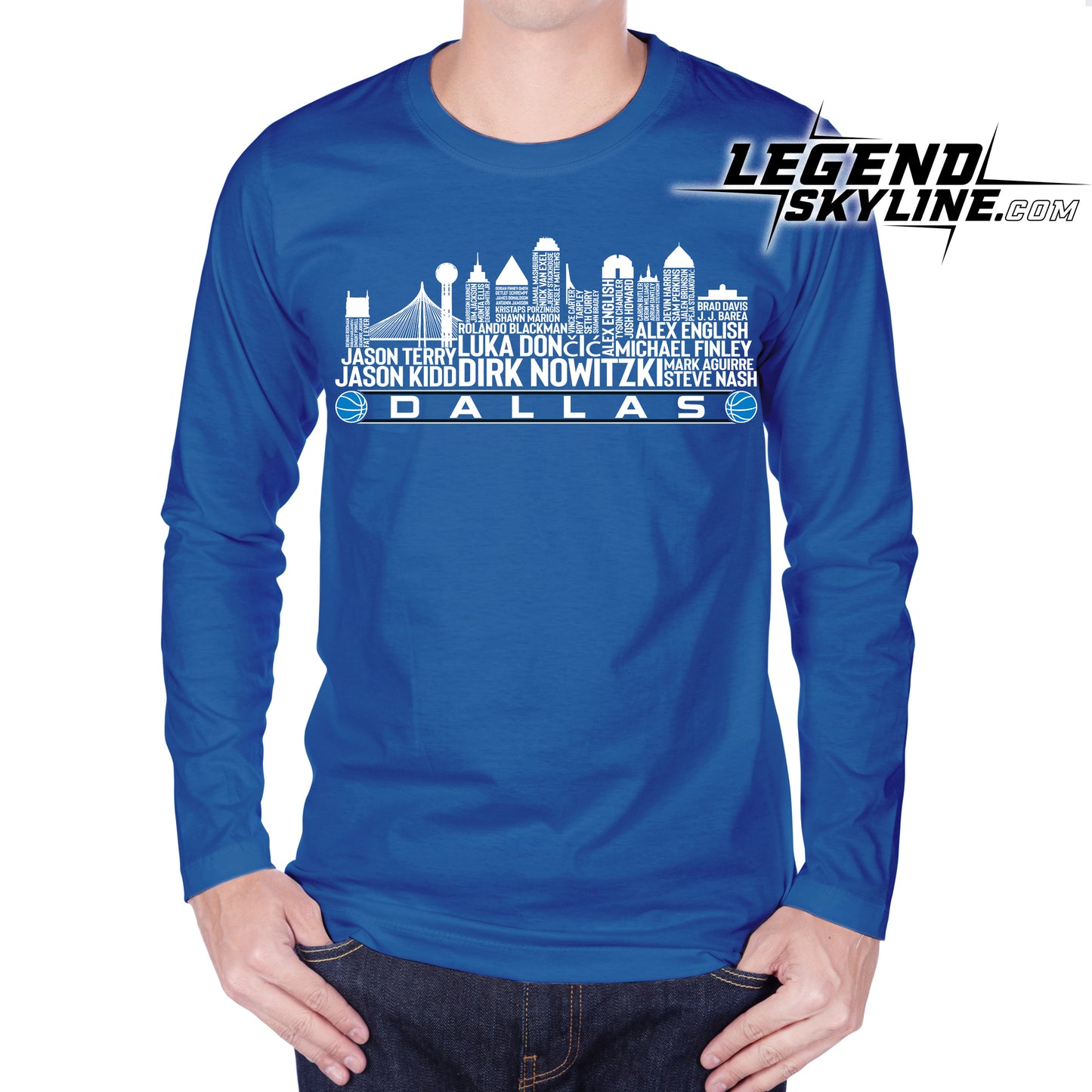 Dallas Basketball Greatest Of All Time Team Legends Dallas City Skyline Shirt