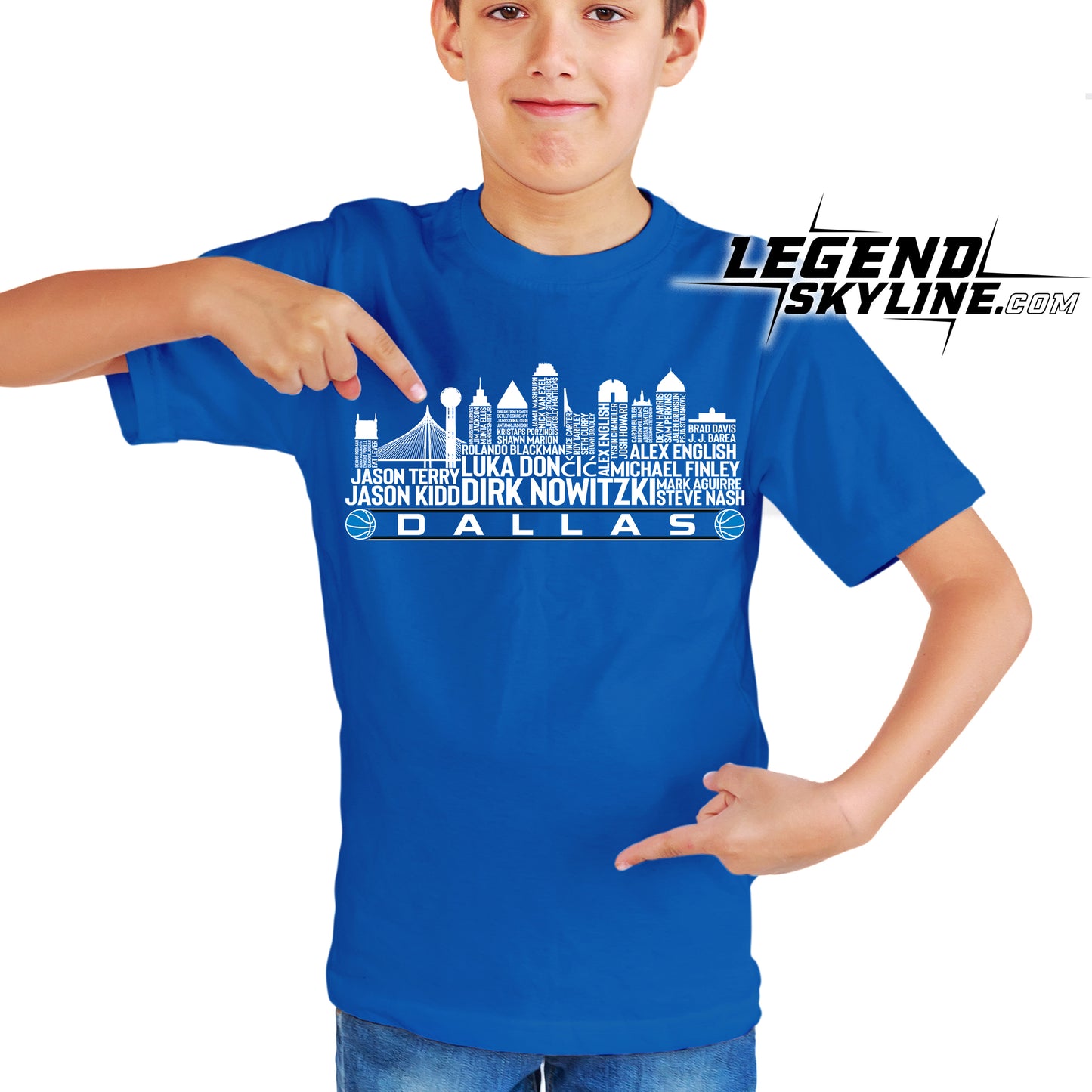 Dallas Basketball Greatest Of All Time Team Legends Dallas City Skyline Shirt