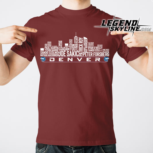 Colorado Hockey Greatest Of All Time Team Legend Denver City Skyline Shirt