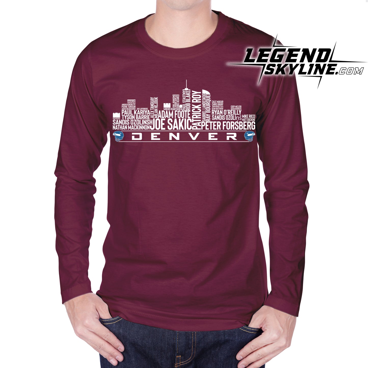 Colorado Hockey Greatest Of All Time Team Legend Denver City Skyline Shirt