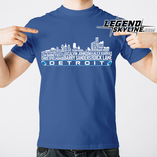 Detroit Football Greatest Of All Time Team Legend Detroit City Skyline Shirt