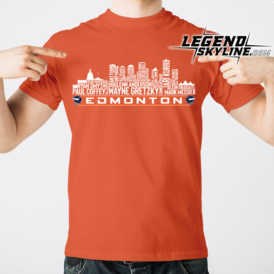 Edmonton Hockey Greatest Of All Time Team Legends Edmonton City Skyline Shirt