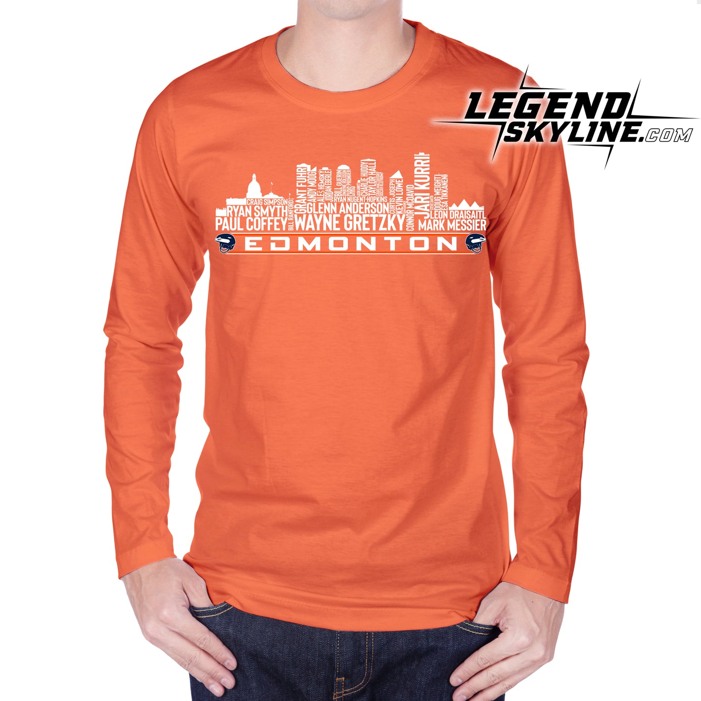 Edmonton Hockey Greatest Of All Time Team Legends Edmonton City Skyline Shirt