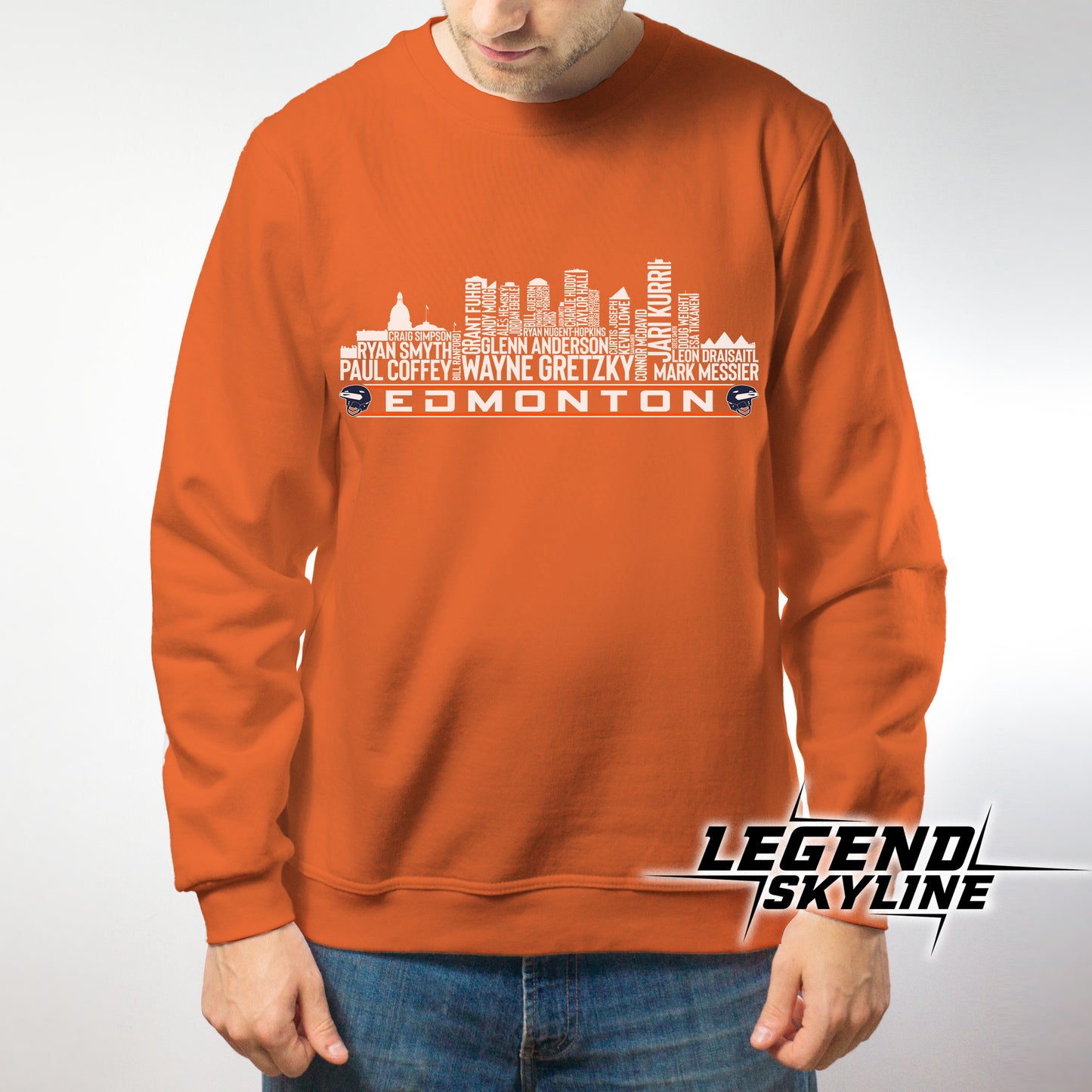Edmonton Hockey Greatest Of All Time Team Legends Edmonton City Skyline Shirt