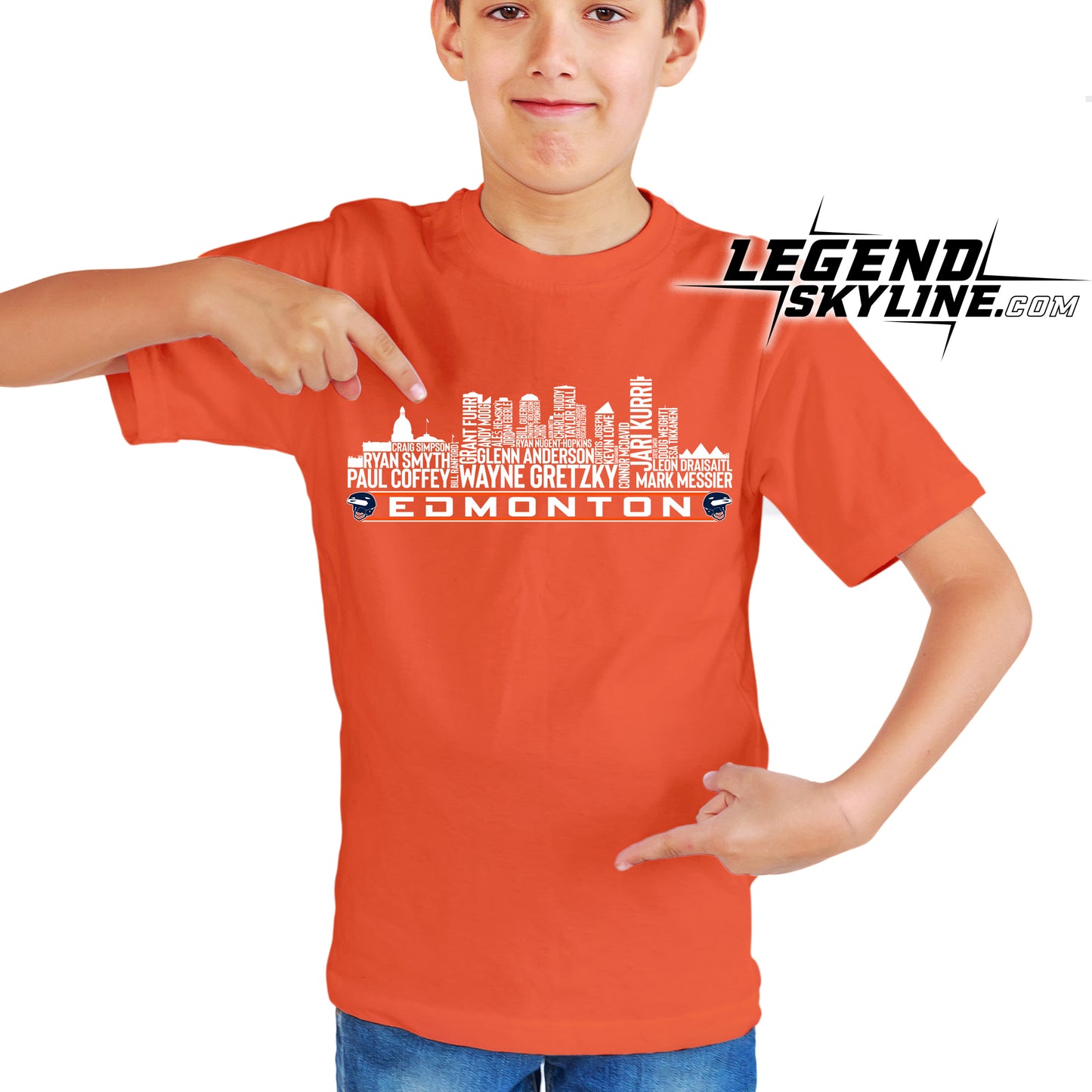 Edmonton Hockey Greatest Of All Time Team Legends Edmonton City Skyline Shirt