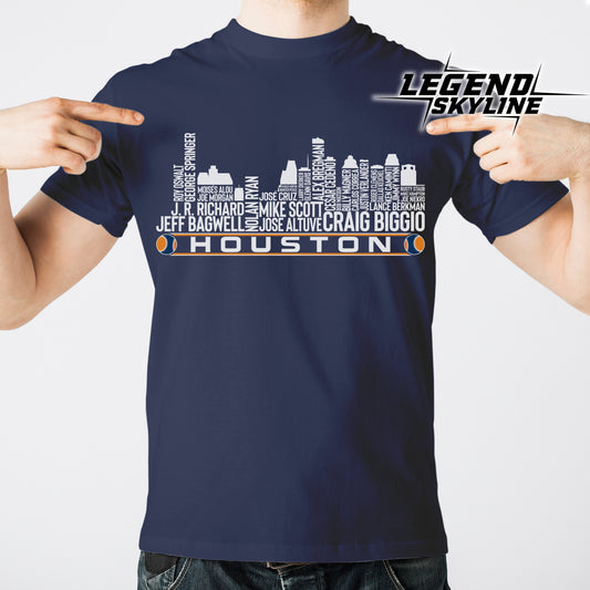 Houston Baseball Greatest Of All Time Team Legend Houston City Skyline Shirts
