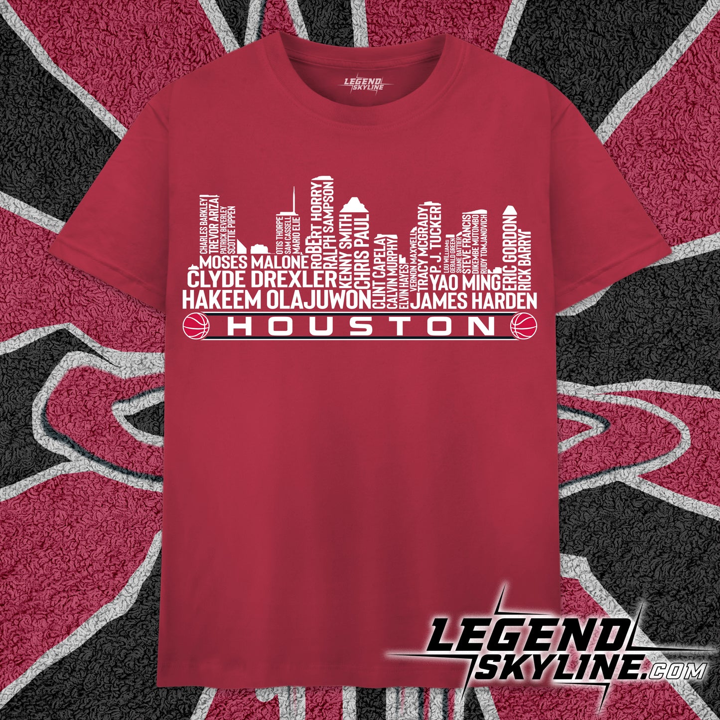 Houston Basketball Greatest Of All Time Team Legend Houston City Skyline Shirt