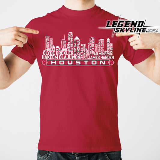 Houston Basketball Greatest Of All Time Team Legend Houston City Skyline Shirt