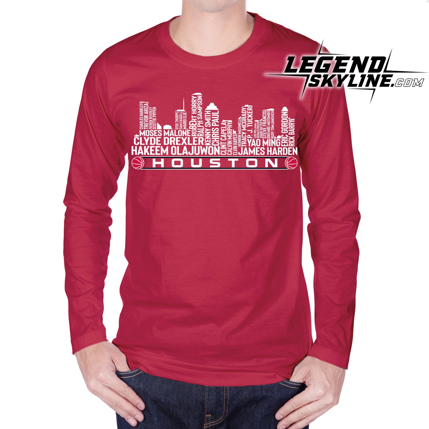 Houston Basketball Greatest Of All Time Team Legend Houston City Skyline Shirt