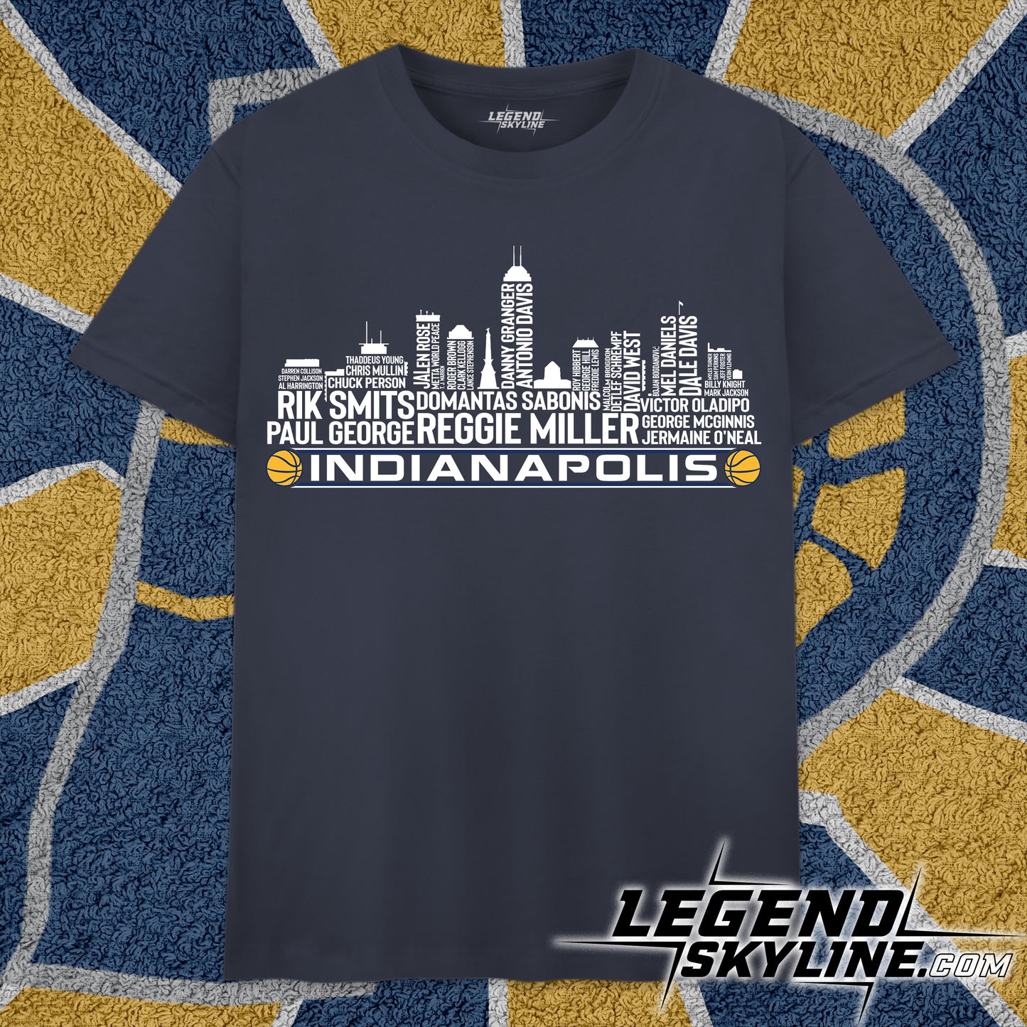 Indiana Basketball Greatest Of All Time Team Legend Indianapolis City Skyline Shirt