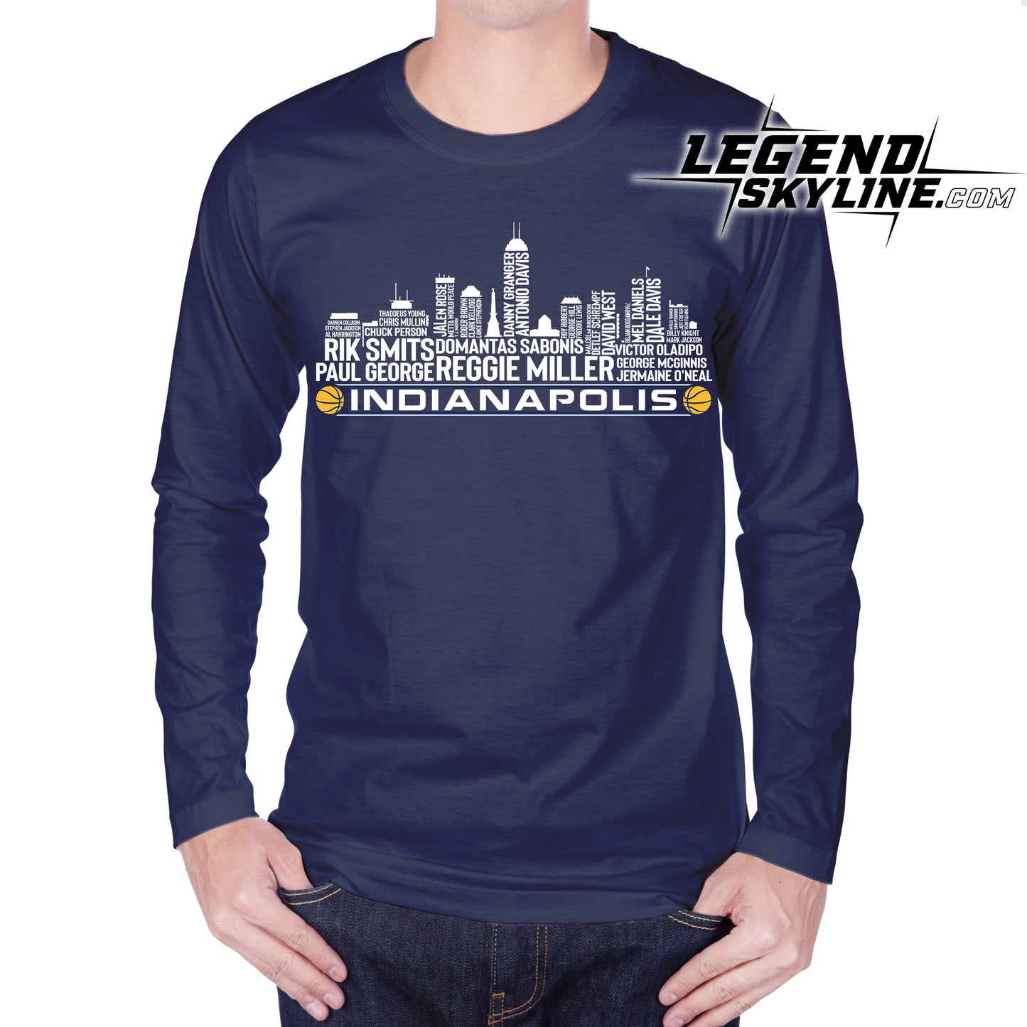 Indiana Basketball Greatest Of All Time Team Legend Indianapolis City Skyline Shirt