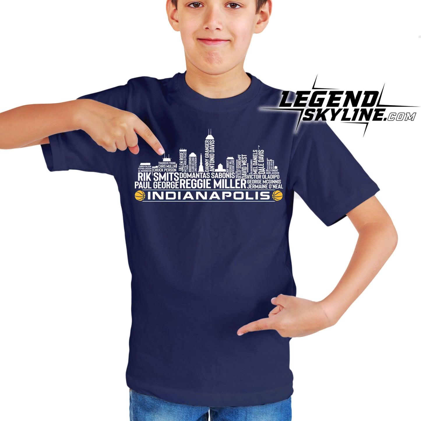 Indiana Basketball Greatest Of All Time Team Legend Indianapolis City Skyline Shirt