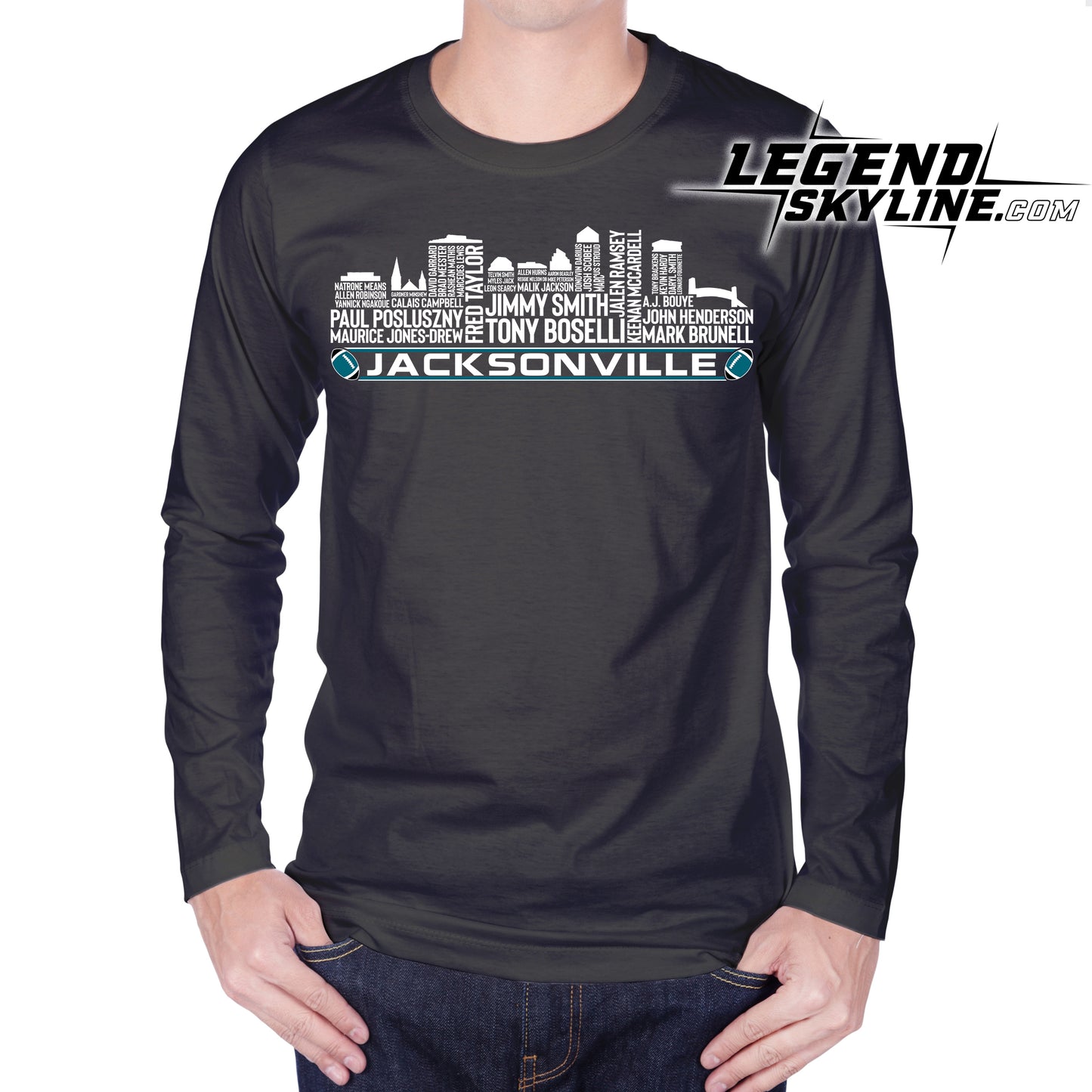 Jacksonville Football Greatest Of All Time Team Legend Jacksonville City Skyline Shirt