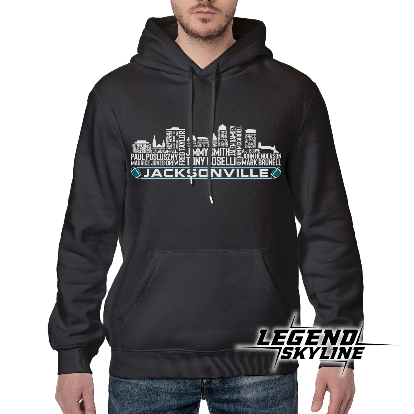Jacksonville Football Greatest Of All Time Team Legend Jacksonville City Skyline Shirt