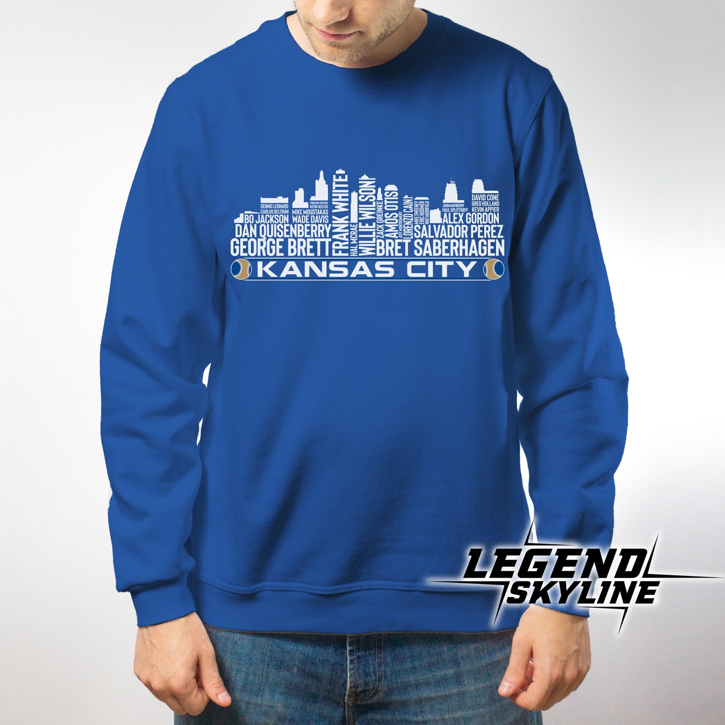 Kansas City Baseball Greatest Of All Time Team Legend Kansas City Skyline Shirt