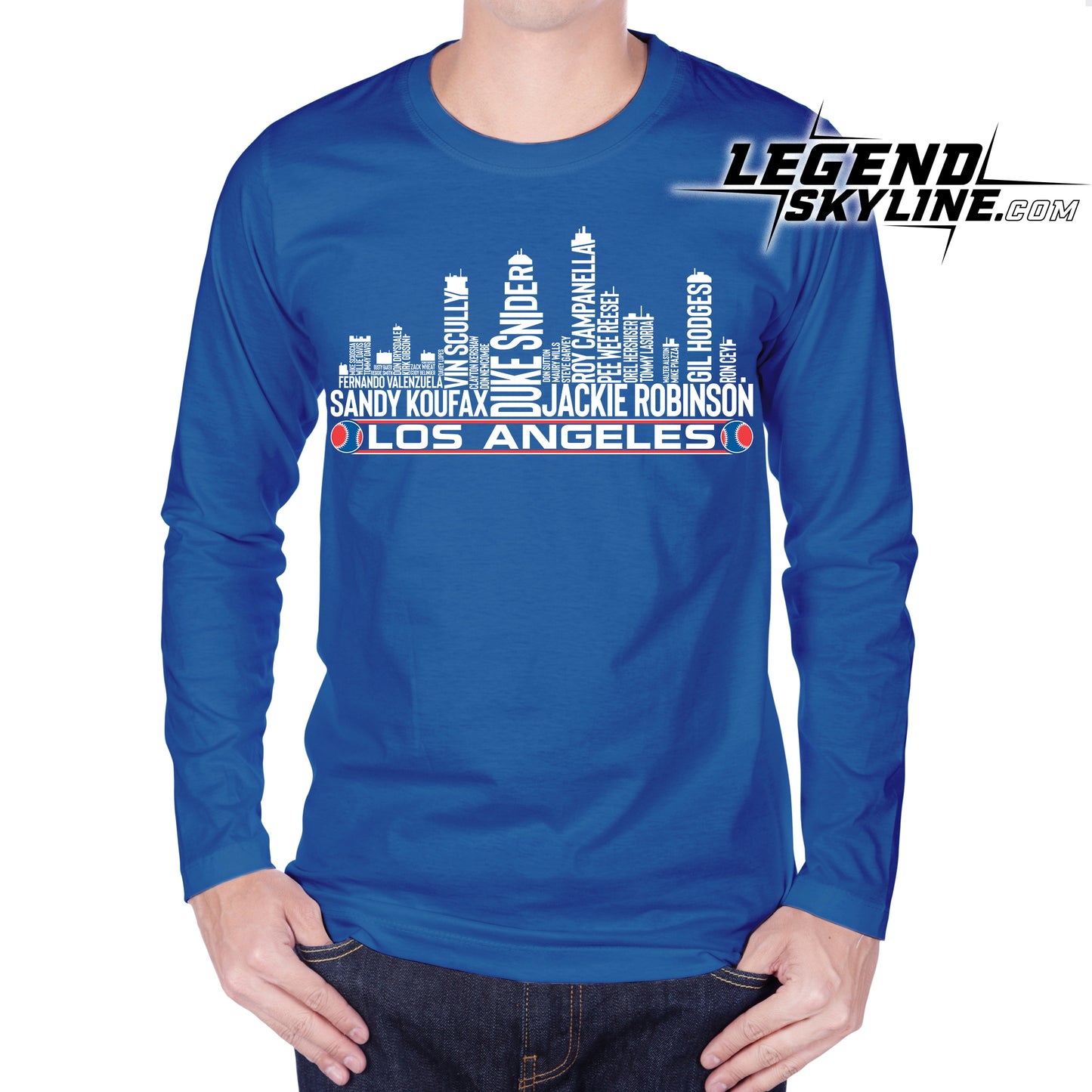 Los Angeles Baseball Greatest Of All Time Team Legend Los Angeles City Skyline Shirt