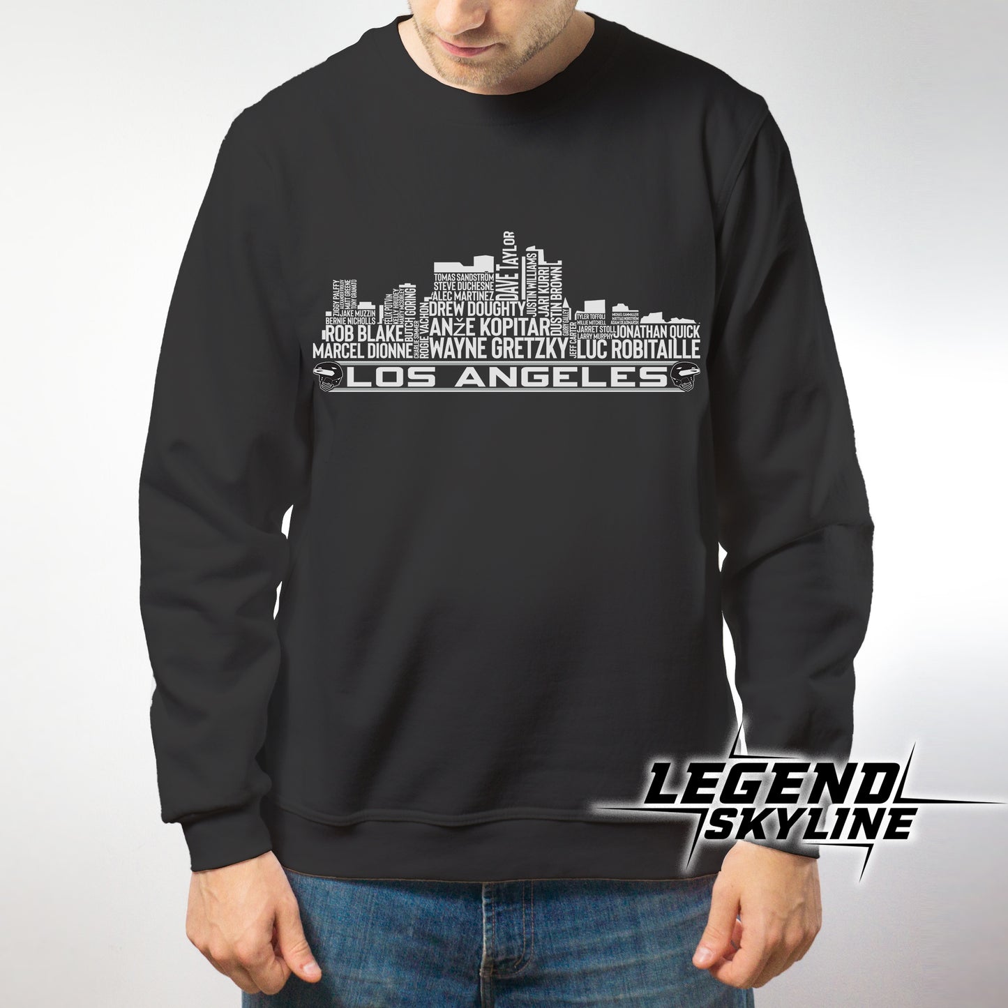 Los Angeles Hockey Greatest Of All Time Team Legends Los Angeles City Skyline Shirt