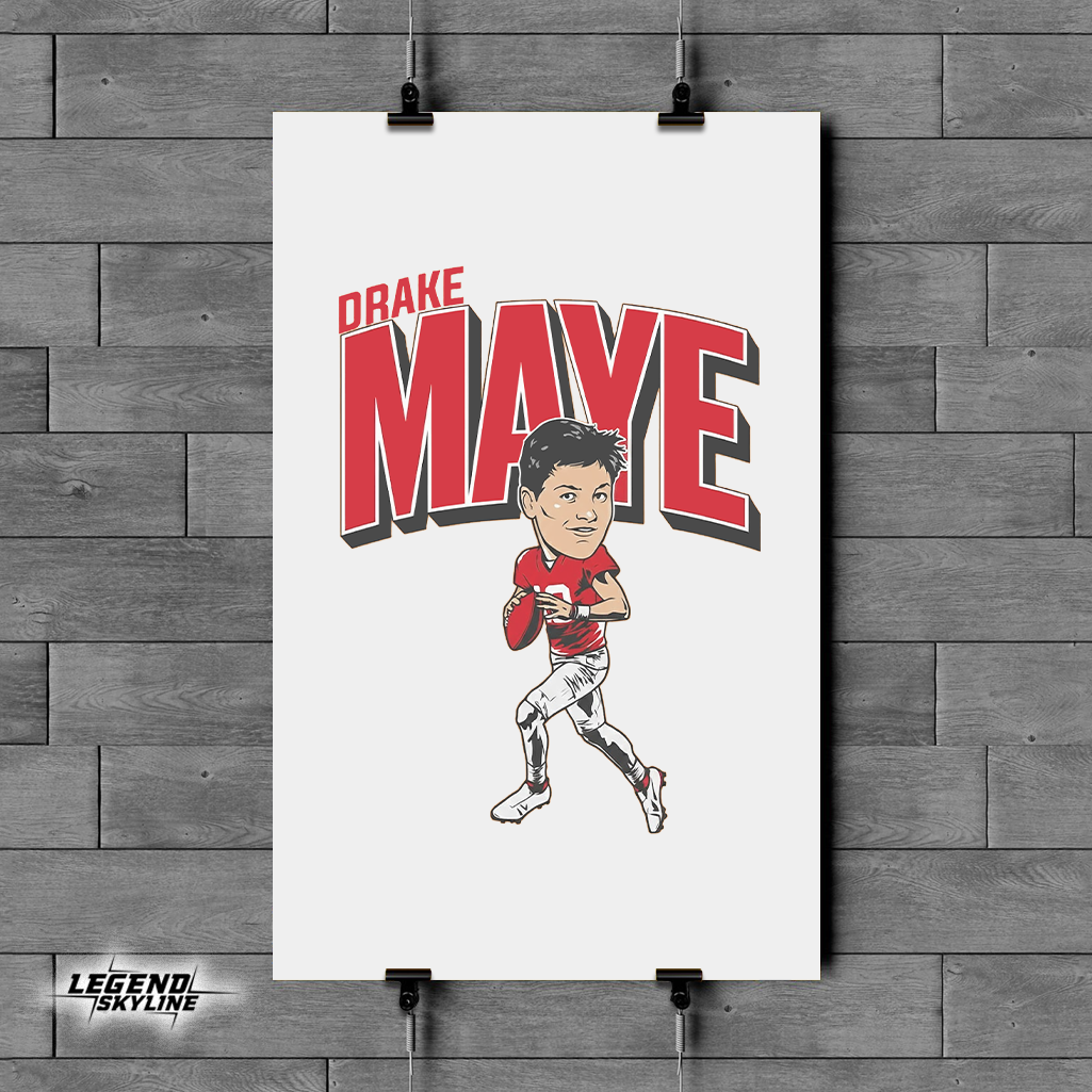 Drake Maye Caricature Football Shirts